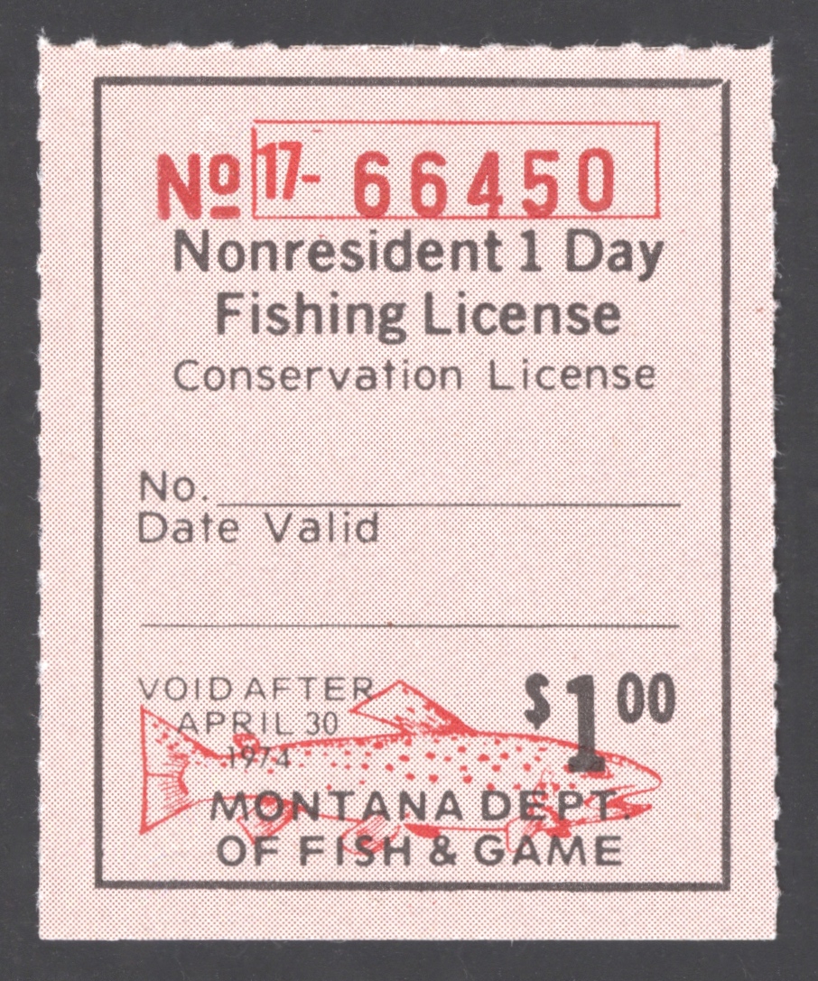 1973-74 Montana NR 1 Day Fishing