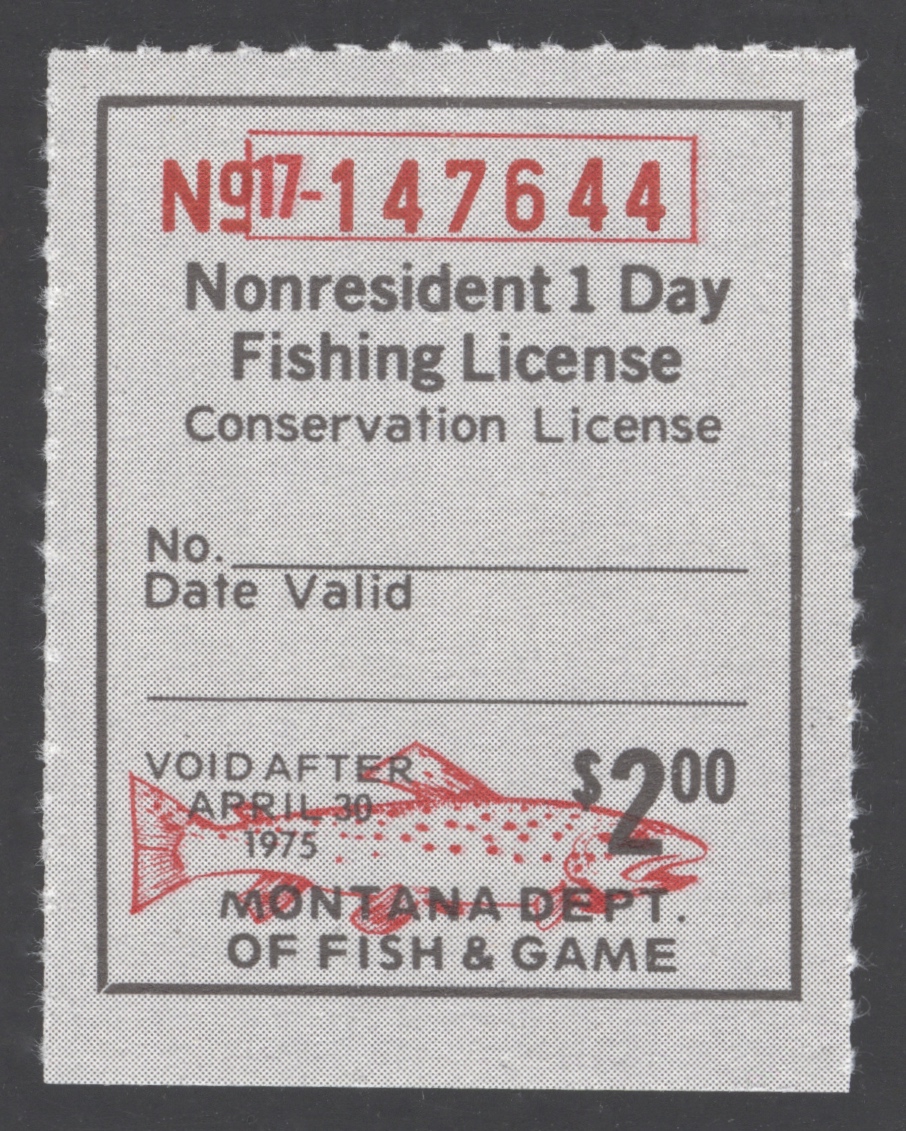 1974-75 Montana NR 1 Day Fishing