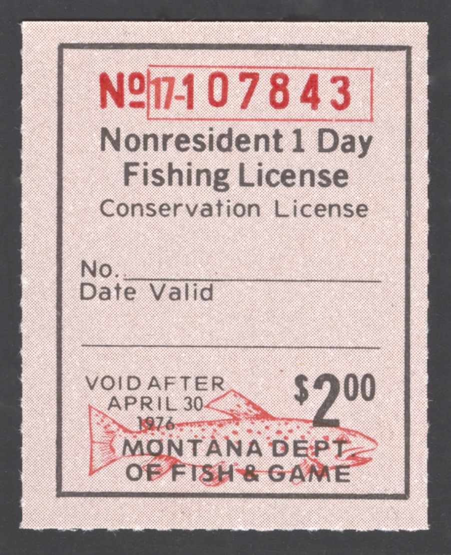 1975-76 Montana NR 1 Day Fishing