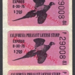 1974-75 California Type III NO FEE Pheasant complete pane