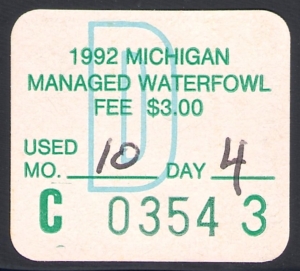 1992 Michigan Passbook – Daily Managed Waterfowl 