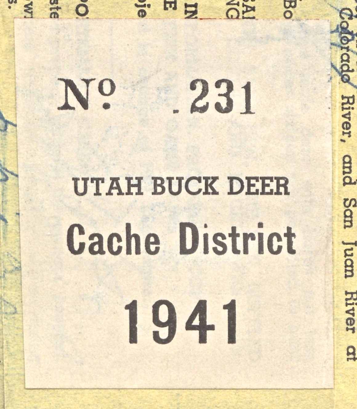 1941 Utah Buck Deer - Cache District