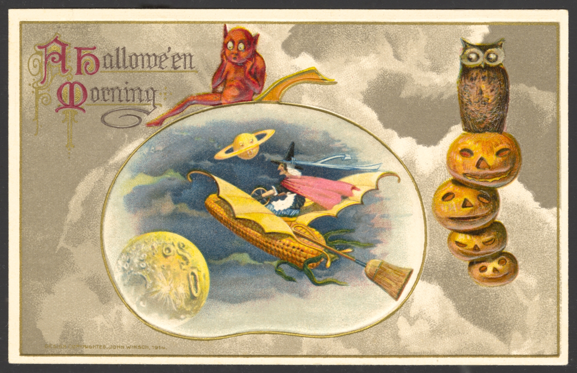 Winsch Halloween Postcard copyright 1914