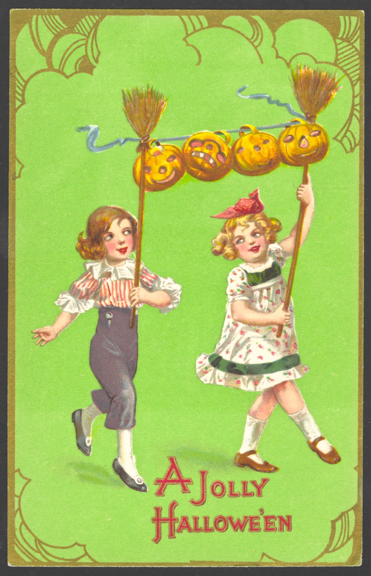 Winsch Halloween Postcard variety - green background